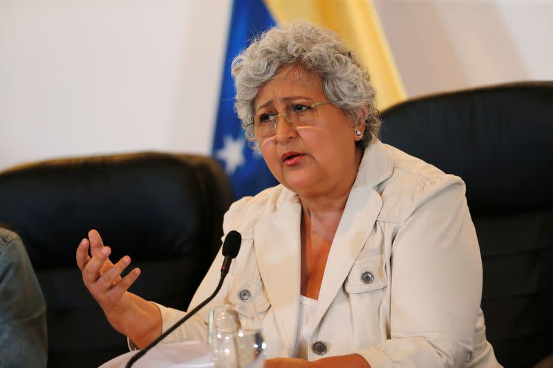 Venezuela's National Electoral Council (CNE) President Tibisay Lucena speaks during a news conference in Caracas