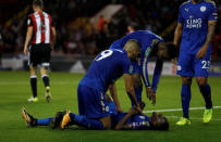 Soccer Football - Carabao Cup Second Round - Sheffield United vs Leicester City - Sheffield, Britain - August 22, 2017 Leicester City's Ahmed Musa celebrates scoring their fourth goal with team mates Action Images via Reuters/Lee Smith