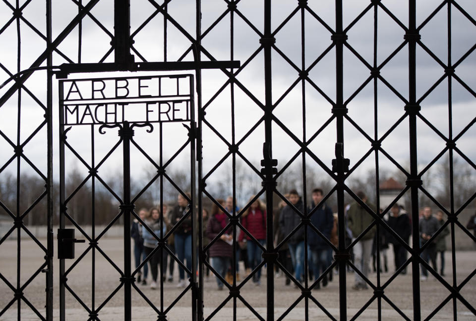 Dachau concentration camp gate returned