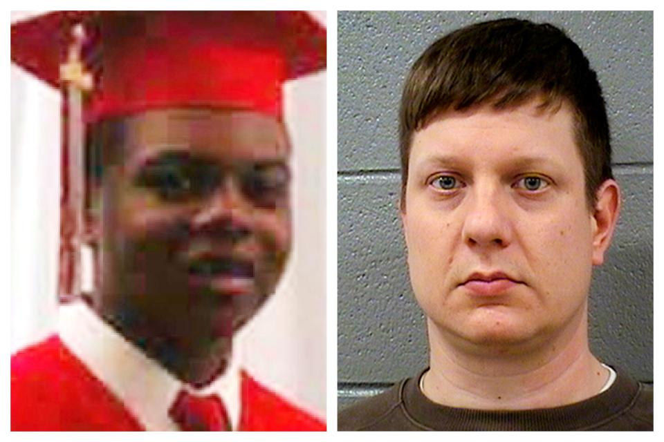 This combination of photos shows Laquan McDonald and former Chicago Police Officer Jason Van Dyke.