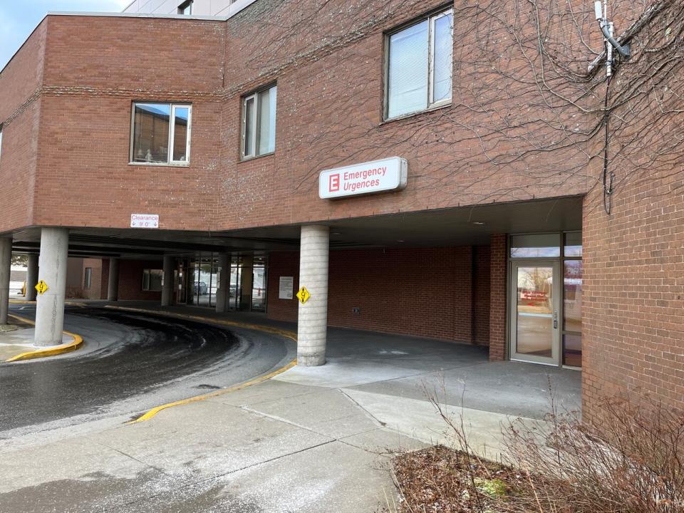 The entrance to the emergency department at Yarmouth Regional Hospital. Doctors who work there say space constrints affect patient privacy and infection control.