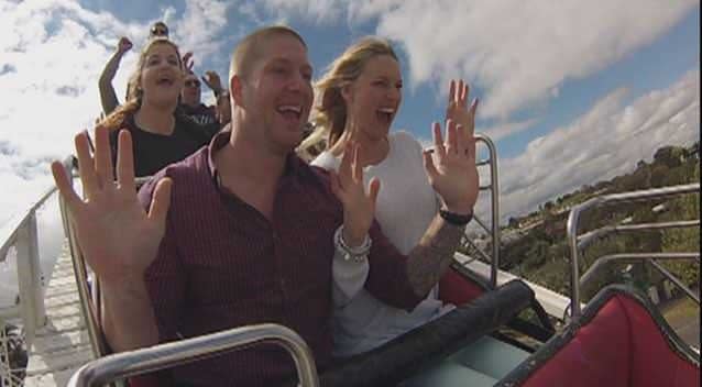 Wedding proposal puts Melbourne couple, Craig Keenan and Kylie Dalton, on a high. Photo: 7News