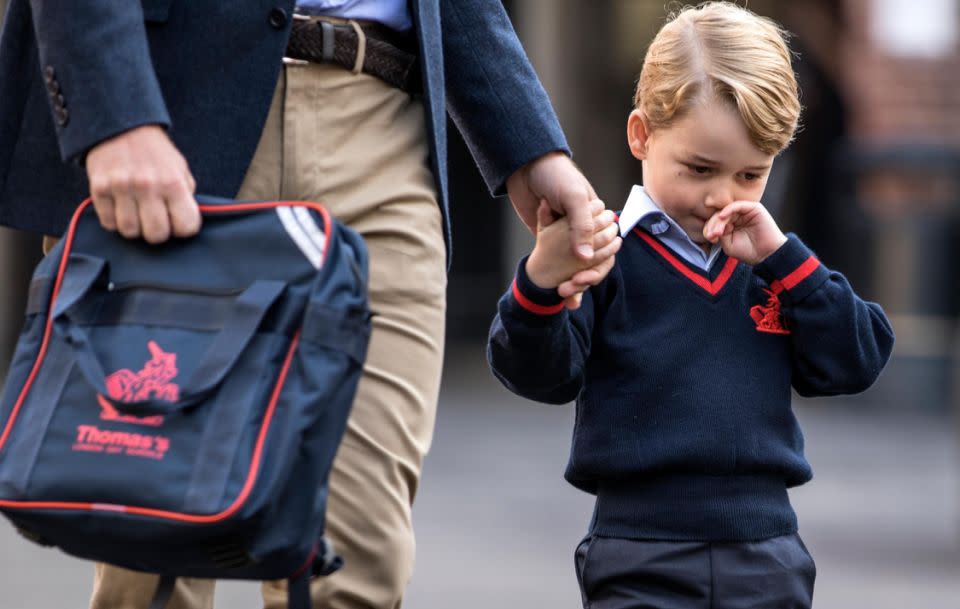 The royal was just like any other nervous four-year-old on their first day of school. Source: Getty