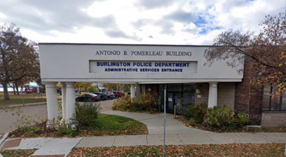 Students who attended a presentation at the Burlington Police Department, pictured, were frightened by a mock shooting presentation put on by police (Google Maps)