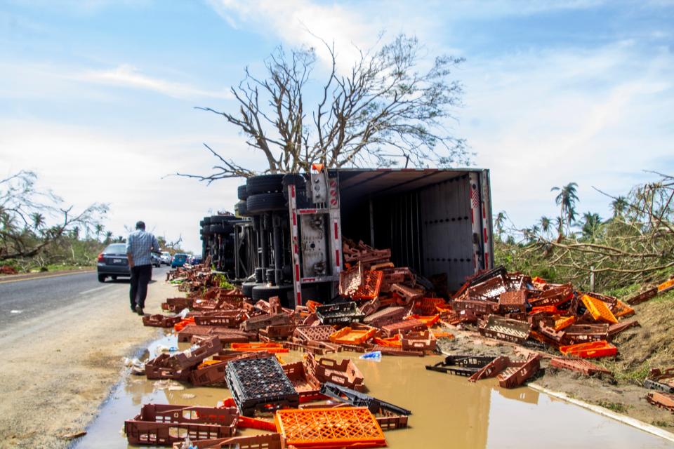 A damaged truck after hurricane Otis (Getty Images)