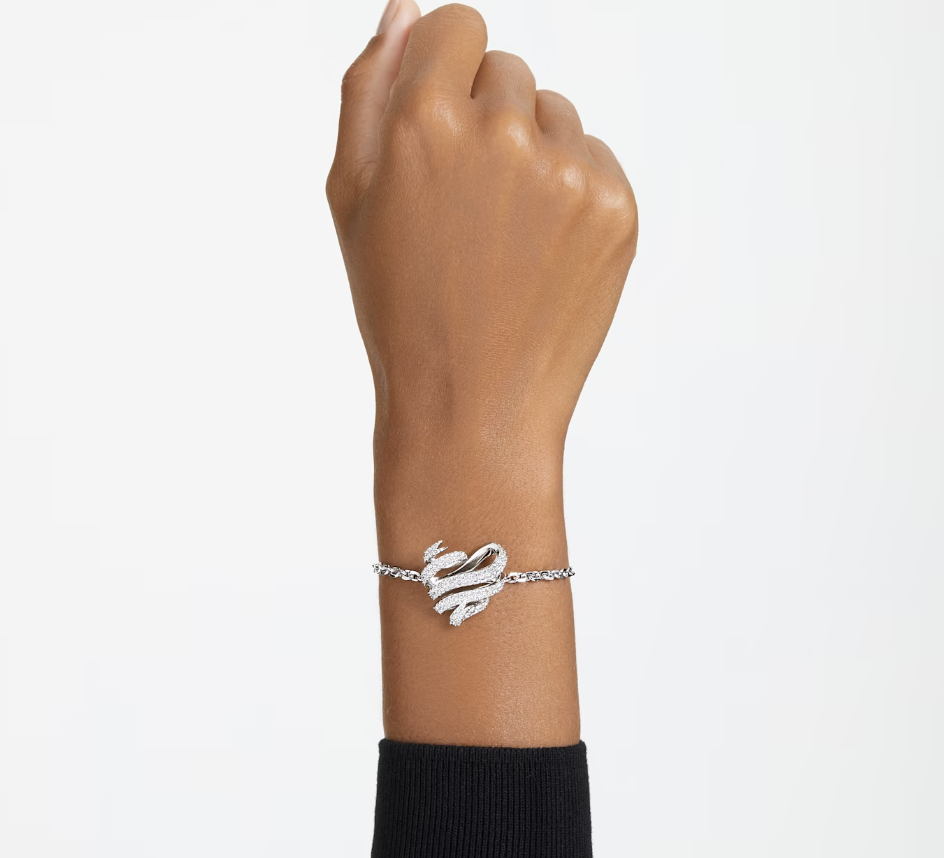 Volta bracelet, Heart, White, Rhodium-plated. PHOTO: Swarovski