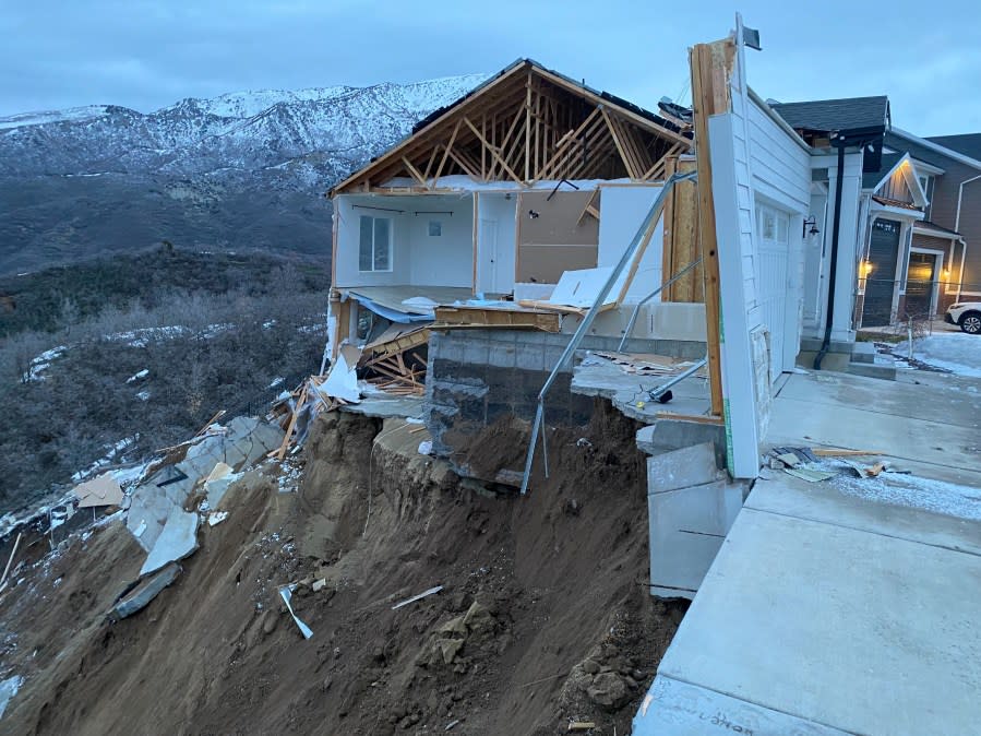 Two houses collapsed from sliding in Draper on Apr. 22, 2023.(Courtesy of Jason Middaugh)