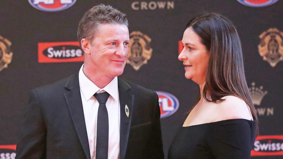 Damien and Danielle Hardwick are pictured here together at an AFL awards night.