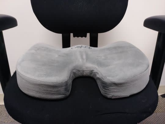 A memory foam seat cushion