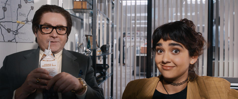 Zach Galifianakis and Geraldine Viswanathan in 