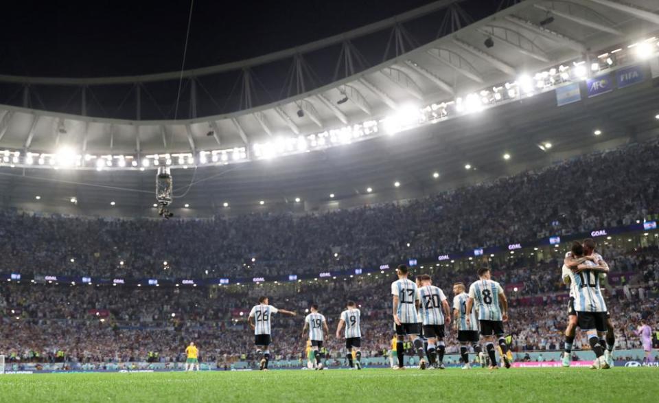 Lionel Messi celebrates after scoring the opener.