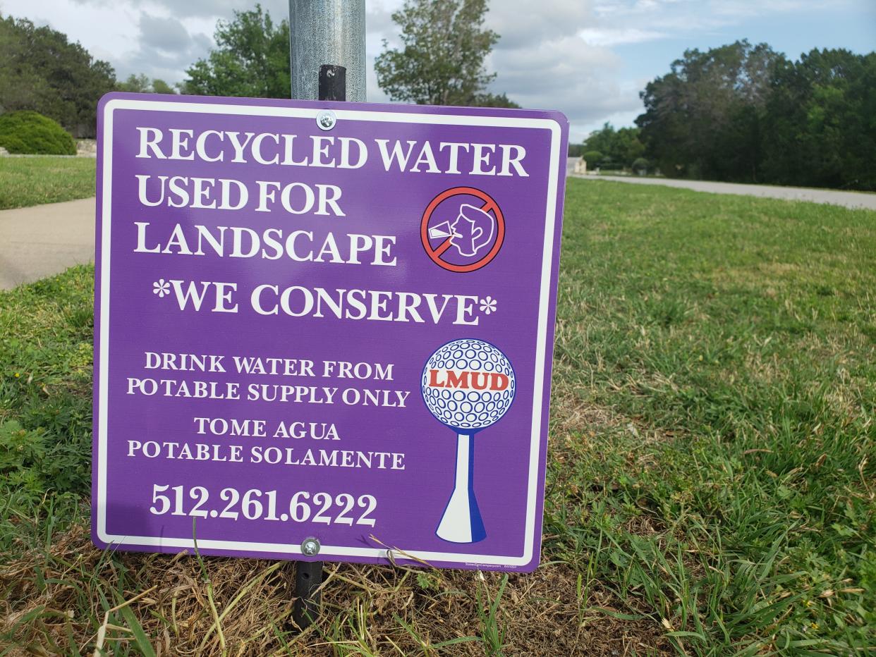 Areas irrigated with reclaimed (“recycled”) water are designated by signs indicating that the water is not to be used for drinking.