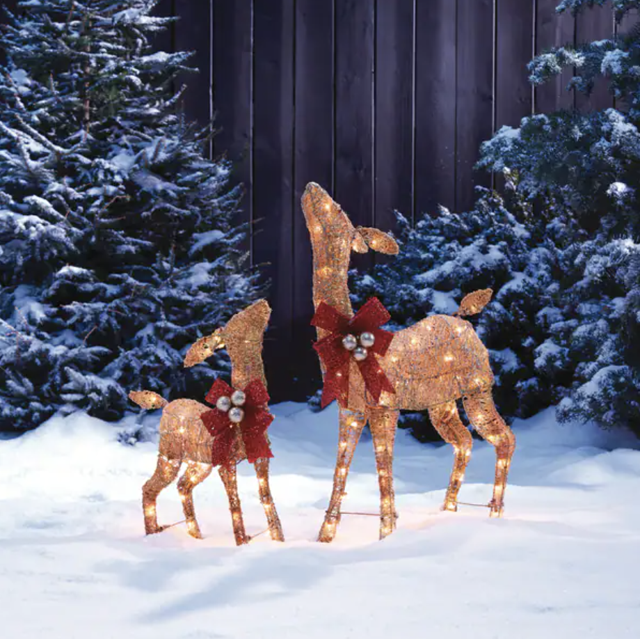 Pre-lit Golden Charm Deer Christmas Decorations (Photo via Canadian Tire)