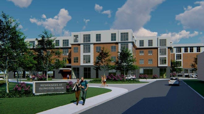 This rendering shows a proposed housing development at 105 Bartlett St., in Portsmouth, which is planned to include 152 apartments.