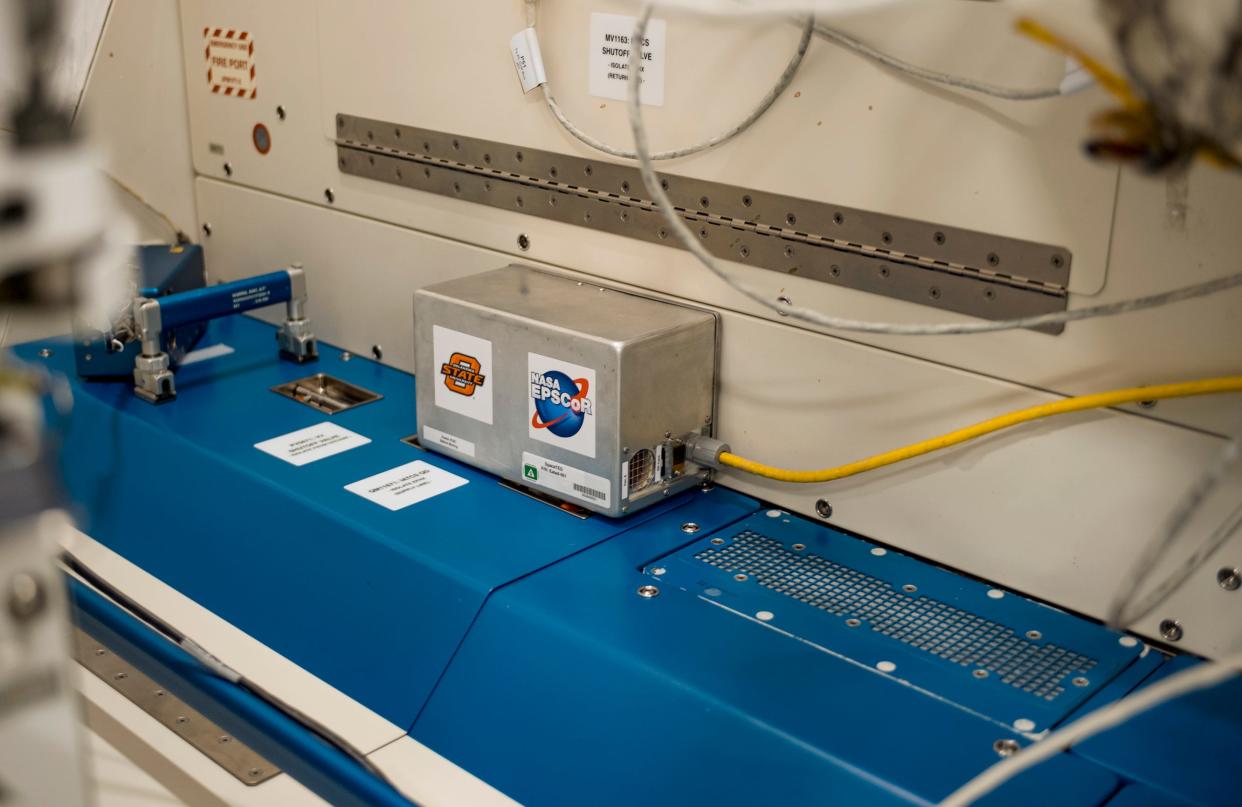 An earlier version of SpaceTED, seen here, was installed on the International Space Station in 2018 but was damaged accidentally by an astronaut before it could transmit meaningful data. A new iteration of OSU's radiation detector was installed in November.