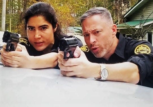 Natalia Bilbao and Michael V. Jordan play border patrol agents in "No Man's Law."