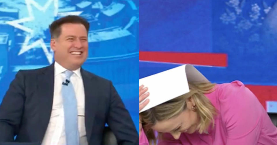 Today show host Allison Langdon laughs with her co-host Karl Stefanovic. Photo: Channel Nine.