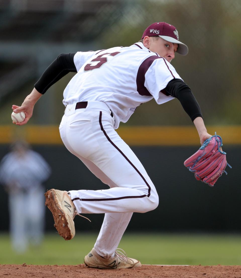 Woodridge pitcher Niall Todd throws a first-inning pitch against STVM on May 4 in Cuyahoga Falls.