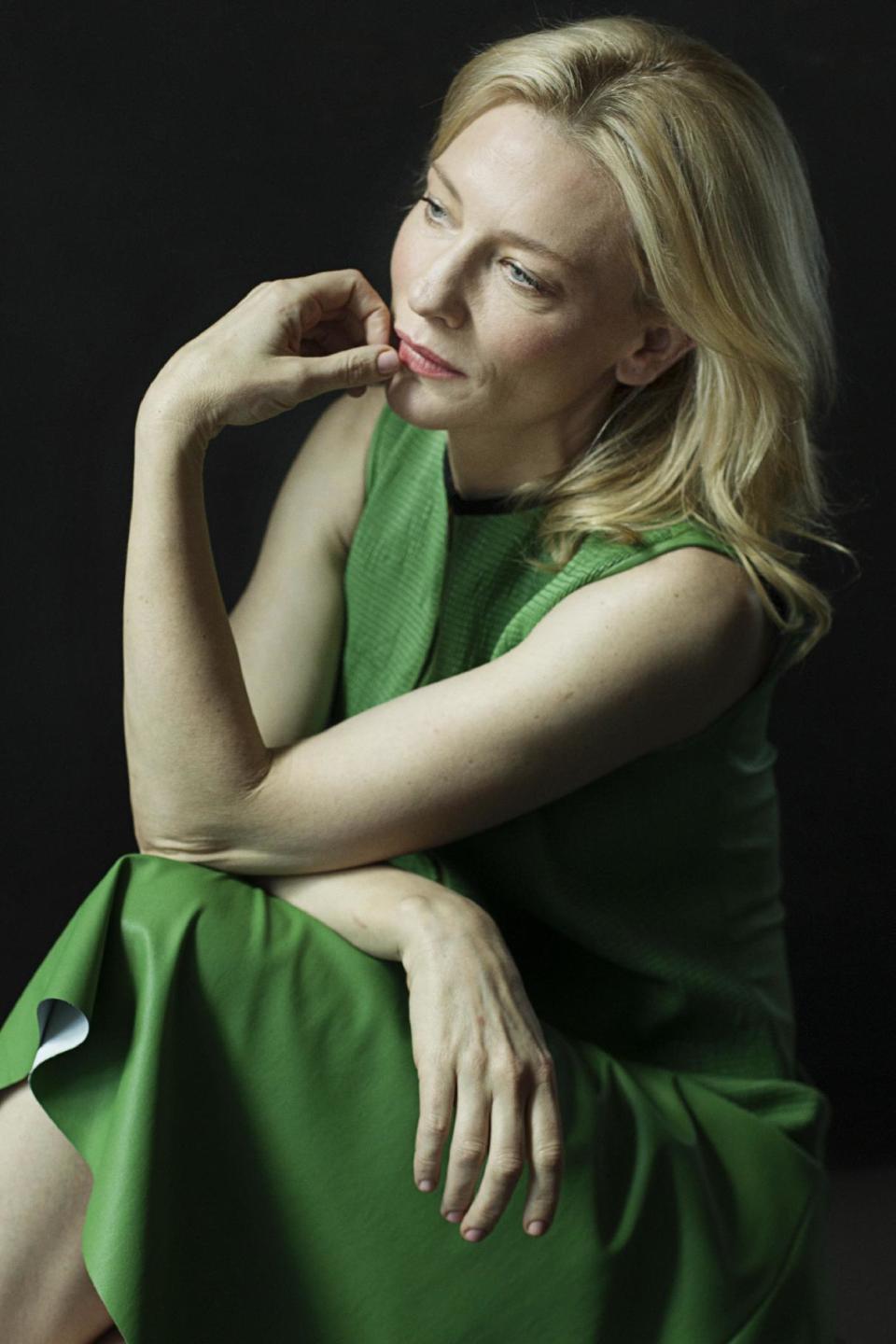 This July 23, 2013 photo shows Australian actress Cate Blanchett, star of the Woody Allen film, "Blue Jasmine," in New York. The film opens nationwide on July 26. (Photo by Victoria Will/Invision/AP)