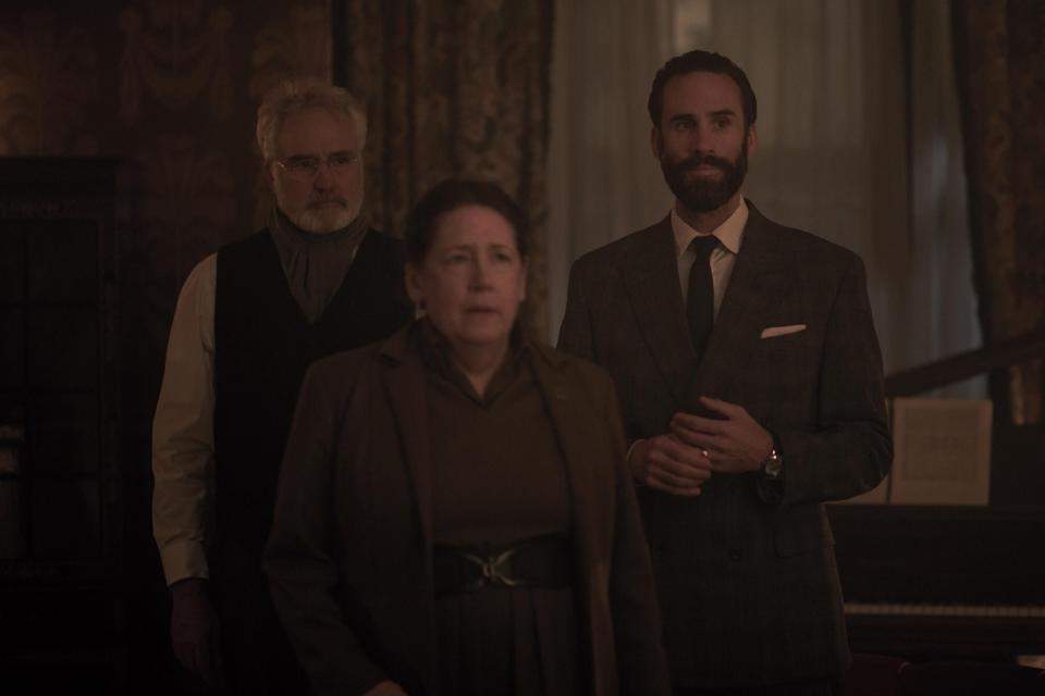 The Handmaid's Tale -- "Bear Witness" - Episode 310 -- Ready to strike back at her oppressors, June starts making arrangements for an ambitious plan, but a devious ploy on the part of Commander Waterford threatens to derail her. In Canada, hope turns to tragedy for Moira, Luke, and Emily. Joseph (Bradley Whitford), Aunt Lydia (Ann Dowd), and Fred (Joseph Fiennes), shown