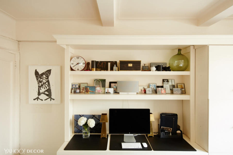 Male model Garrett Neff’s office in his Manhattan apartment