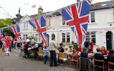 A street party held in Tunbridge Wells, Kent, to celebrate the royal wedding of Prince William and Kate Middleton on April 29, 2011. - Credit: IAN KINGTON/AFP/Getty Images