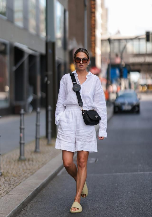 GREEN CARDIGAN, LINEN TROUSERS AND LUG SOLES - Style Bee