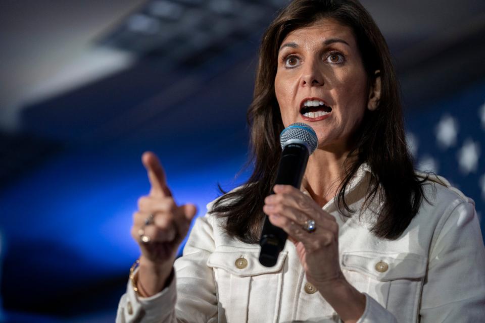 Nikki Haley holds a rally at the Rochester American Legion in Rochester, N.H. on Jan. 17, 2024.