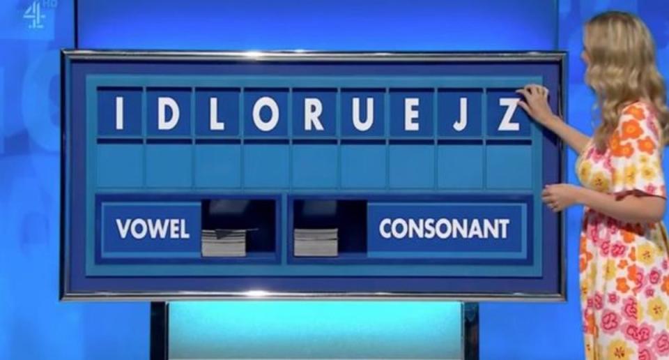 The maths whizz initially spelled out ‘IDLORUEJZ’ on the board (Channel 4)