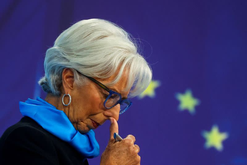 FILE PHOTO: ECB President Lagarde takes part in a news conference, in Frankfurt