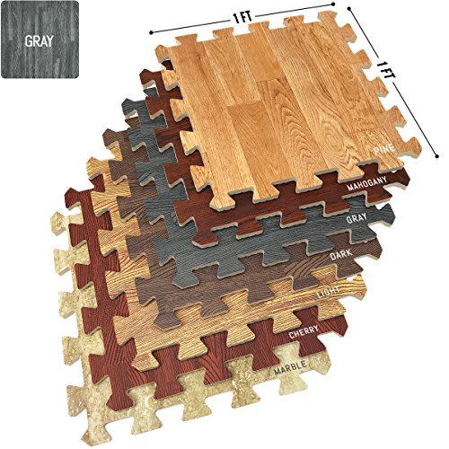 8) Sorbus Interlocking Wood Print Foam Tile Floor Mat