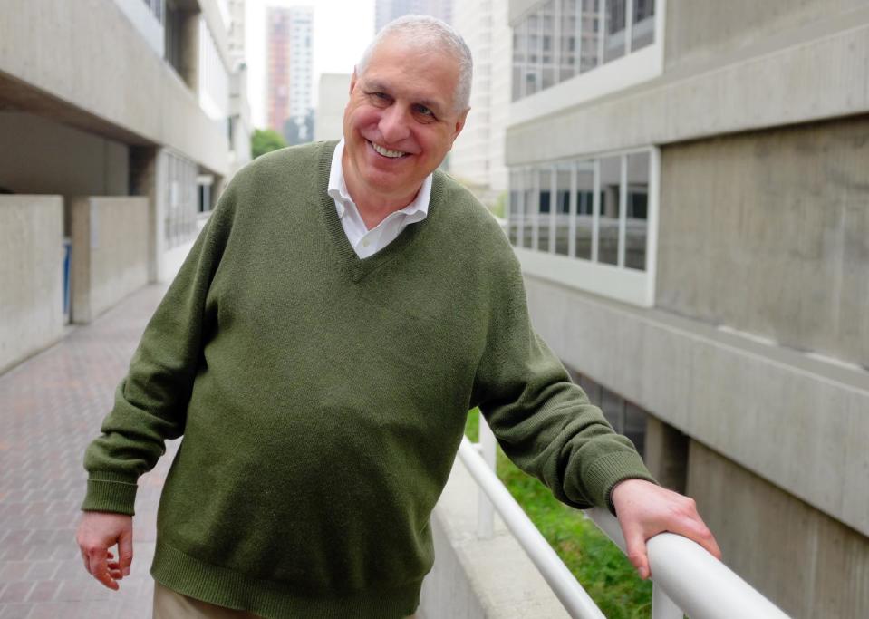This Monday, March 24, 2014 photo shows director Errol Morris posing for a photo in Los Angeles. Morris directed the recently released film "The Unknown Known: The Life and Times of Donald Rumsfeld." Morris spent more than 30 hours interviewing Donald Rumsfeld. He sifted through thousands of memos _ “snowflakes,” Rumsfeld called them _ from the former Secretary of Defense and architect of the Iraq War. (AP Photo/Richard Vogel)