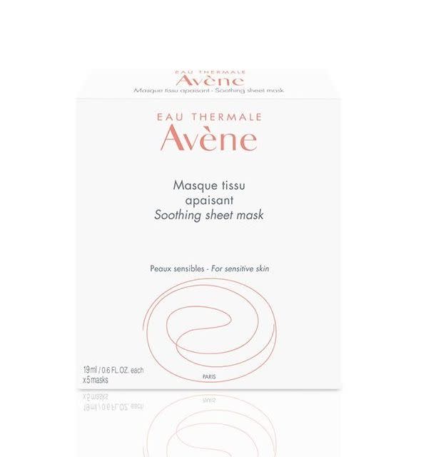 If you're looking for a soothing mask that can be used on sensitive skin, we suggest Av&egrave;ne's Soothing sheet mask, which contains cellulose and sorbitol to help with hydration.&nbsp;<br /><br /><strong><a href="https://www.aveneusa.com/skin-care/mask/soothing-sheet-mask" target="_blank" rel="noopener noreferrer">Av&egrave;ne Soothing Sheet Mask</a>, $42 for a pack of 5</strong>