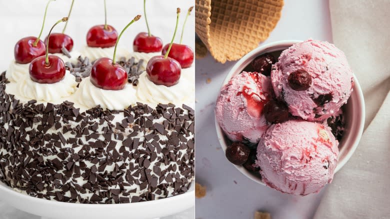 Black forest cake and cherry