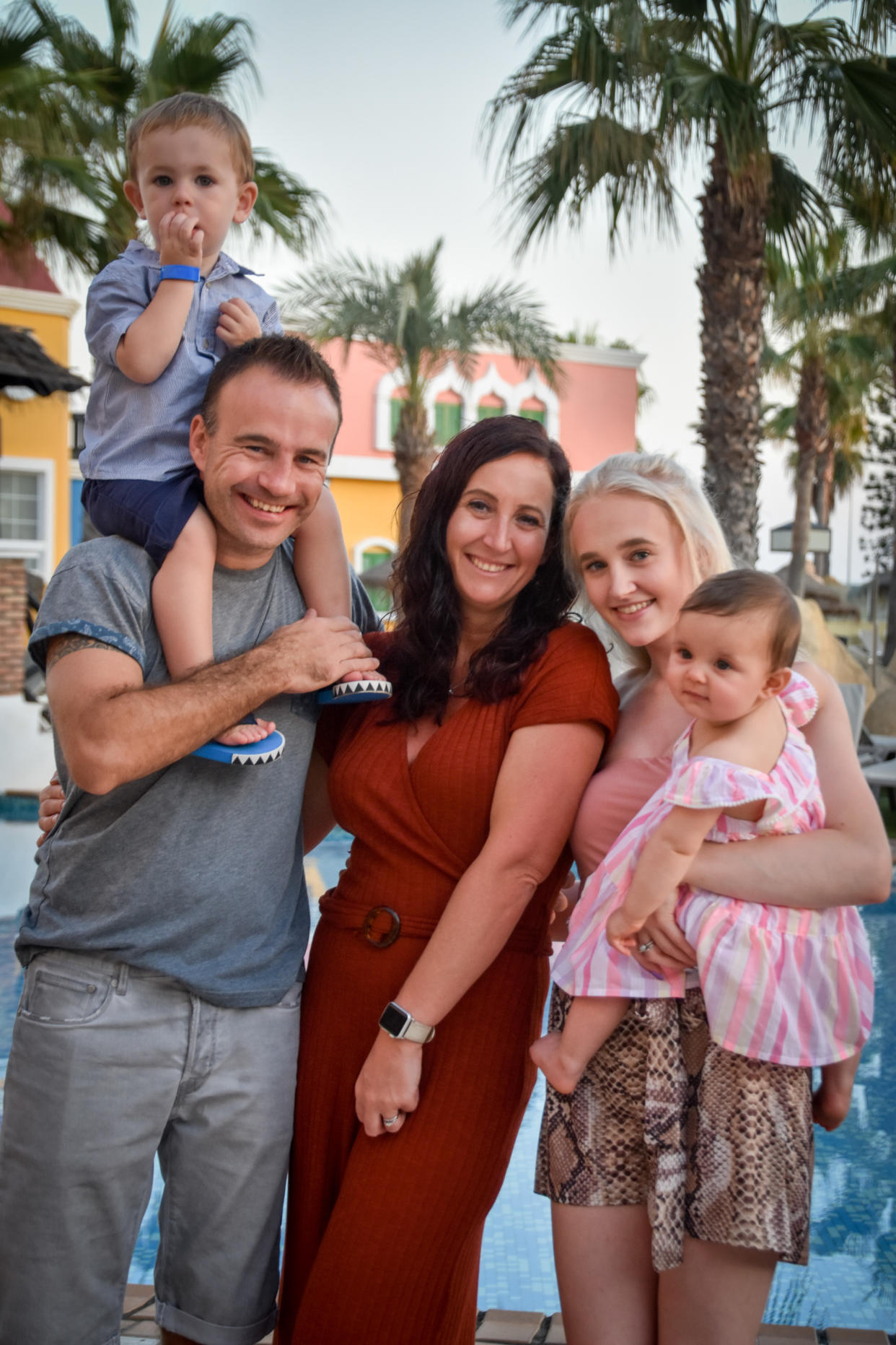 Claire Deehan, pictured with her husband Paul, daughter Alice, son Bradley and Alice’s own daughter Isabelle. (Supplied)