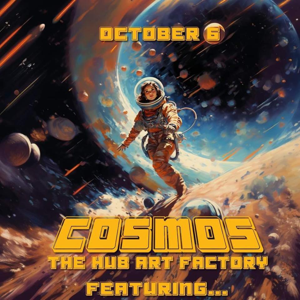 "Cosmos" art show at The Hub Art Factory, 336 Sixth St. NW will be during First Friday on Oct. 6 in downtown Canton. Curated by Heidi Fawver and Maizy Jade, the art show features a space and alien theme.