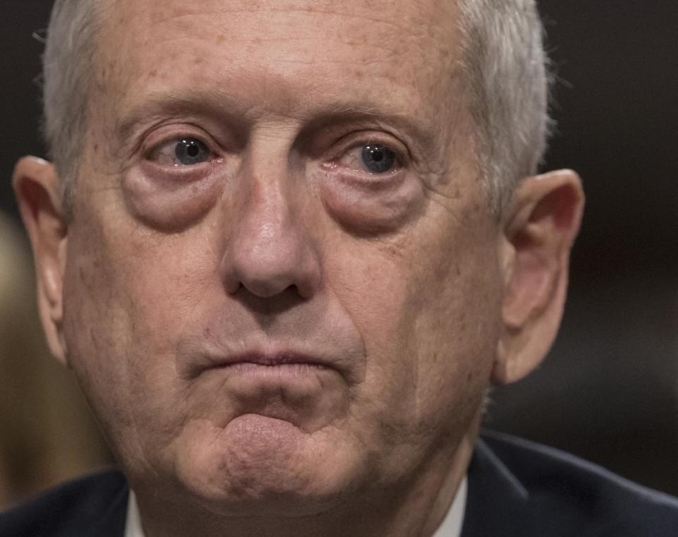 Defense Secretary-designate James Mattis listens at his confirmation hearing before the Senate Armed Services Committee on Capitol Hill in Washington, Thursday, Jan. 12, 2017. (AP Photo/J. Scott Applewhite)