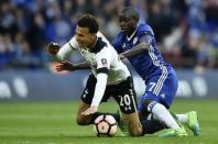 Britain Soccer Football - Tottenham Hotspur v Chelsea - FA Cup Semi Final - Wembley Stadium - 22/4/17 Tottenham's Dele Alli is fouled by Chelsea's N'Golo Kante Reuters / Hannah McKay Livepic