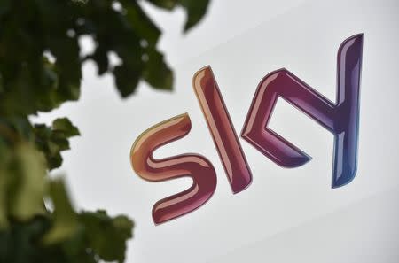 FILE PHOTO: A British Sky Broadcasting Group (BSkyB) logo is seen at the company's UK headquarters in west London July 25, 2014. REUTERS/Toby Melville