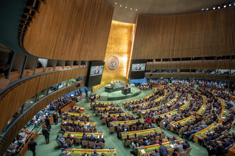 Antonio Guterres, Secretary-General of the United Nations, speaks at the start of the General Debate of the United Nations General Assembly. Michael Kappeler/dpa