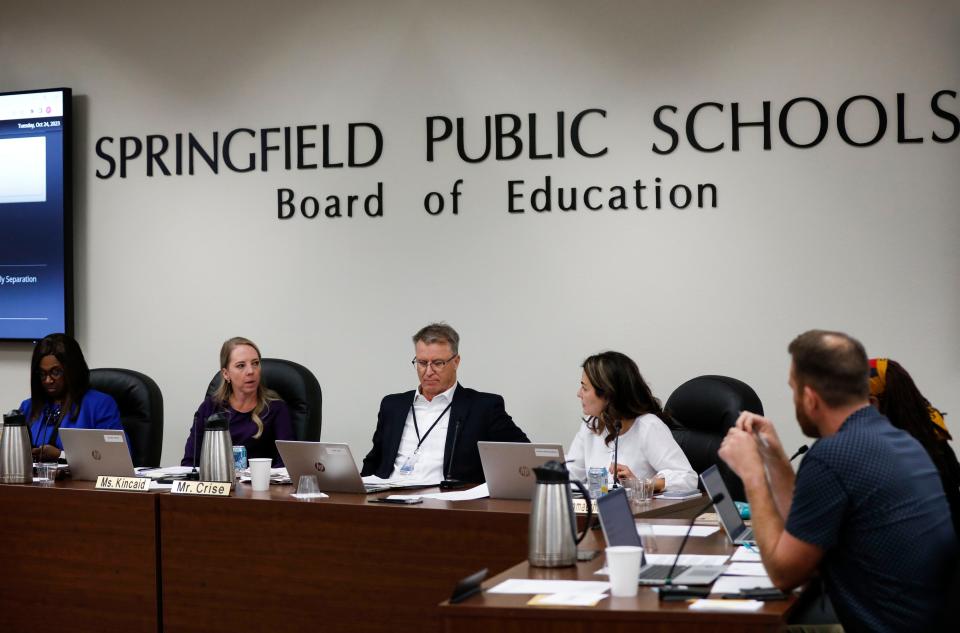 Springfield school board president Danielle Kincaid, who was out of the country when the initial vote was taken on policy AC, asked for it to be back on the agenda Tuesday.