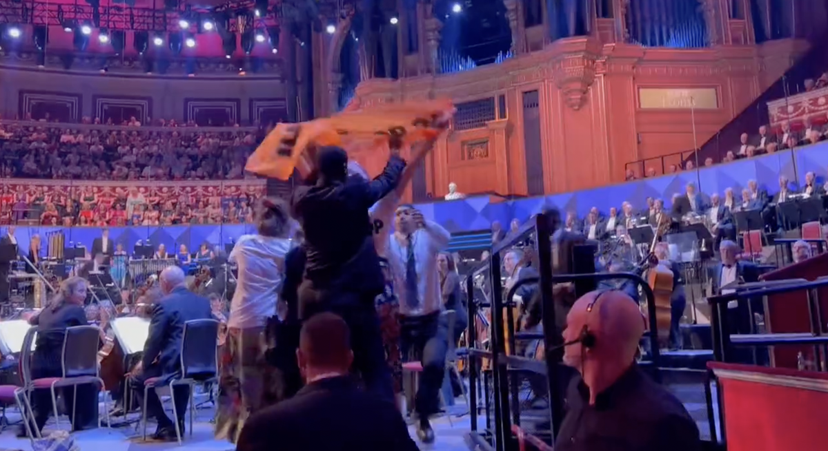 Security staff were seen removing the campaigners from the BBC Proms stage at the Royal Albert Hall on Friday (Just Stop Oil)