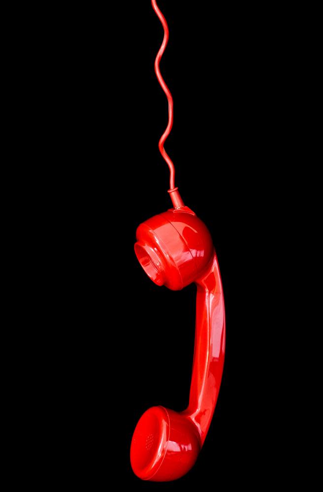 Red retro telephone receiver