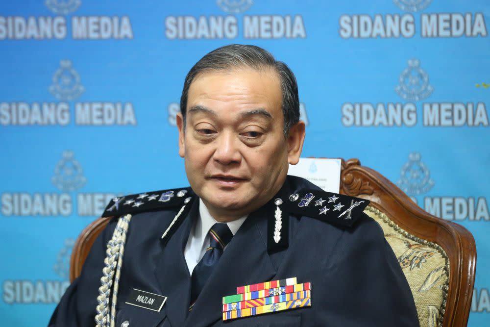 Deputy Inspector-General of Police Datuk Mazlan Mansor speaks during a press conference at Bukit Aman, Kuala Lumpur May 15, 2019. — Picture by Firdaus Latif