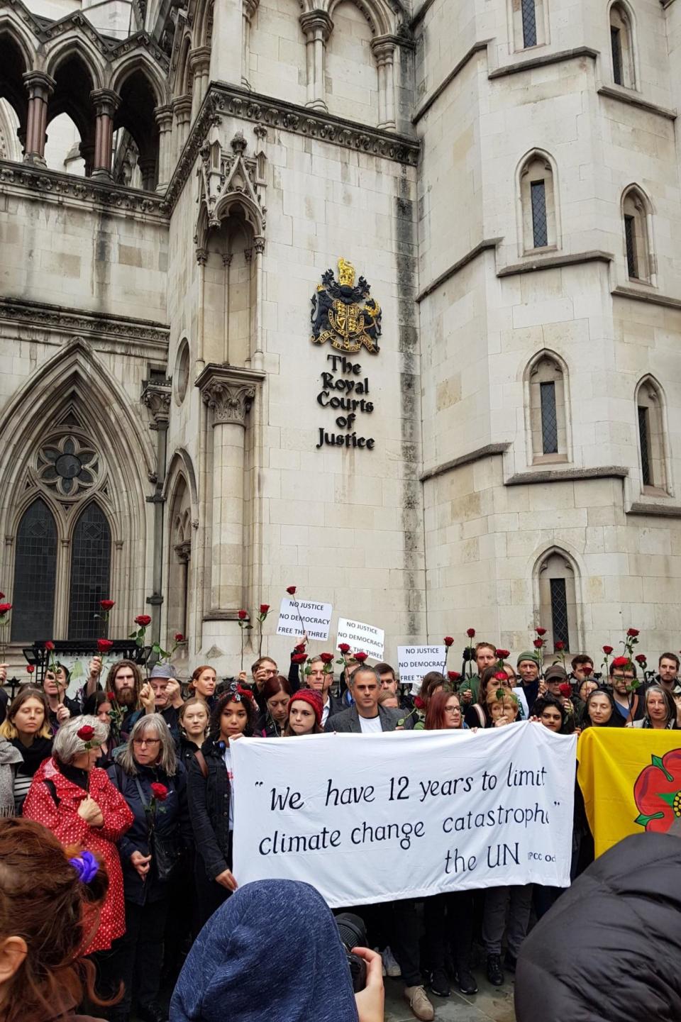 Protestors outside the Royal Court of Justice befor senior judges heard the appeal (PA)