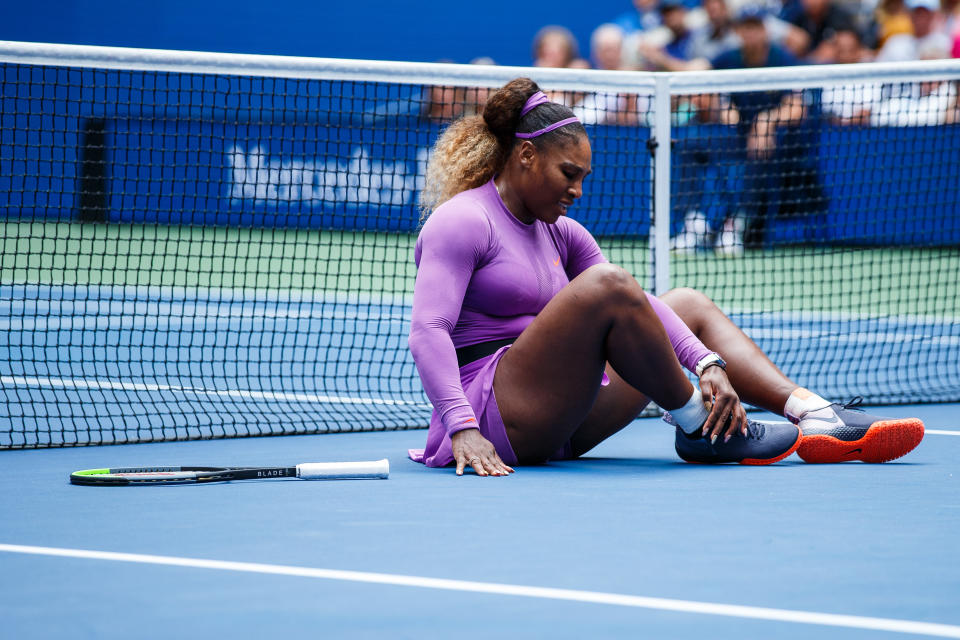 Serena Williams rolled her right ankle against Petra Martic of Croatia on Sunday at the US Open at the USTA Billie Jean King National Tennis Center in New York City.