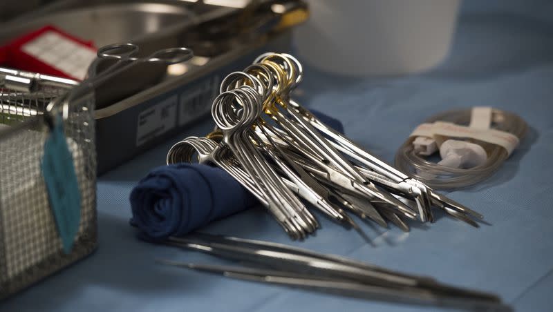 Surgical instruments and supplies lay on a table during a kidney transplant surgery at MedStar Georgetown University Hospital in Washington D.C., June 28, 2016. The Biden administration said Wednesday, March 22, 2023, that it will attempt to break up the network that runs the nation’s organ transplant system as part of a broader modernization effort.
