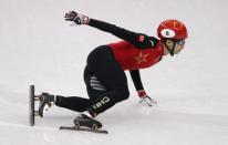 Short Track Speed Skating Events - Pyeongchang 2018 Winter Olympics - Men's 500m Finals - Gangneung Ice Arena - Gangneung, South Korea - February 22, 2018 - Wu Dajing of China in action. REUTERS/Lucy Nicholson