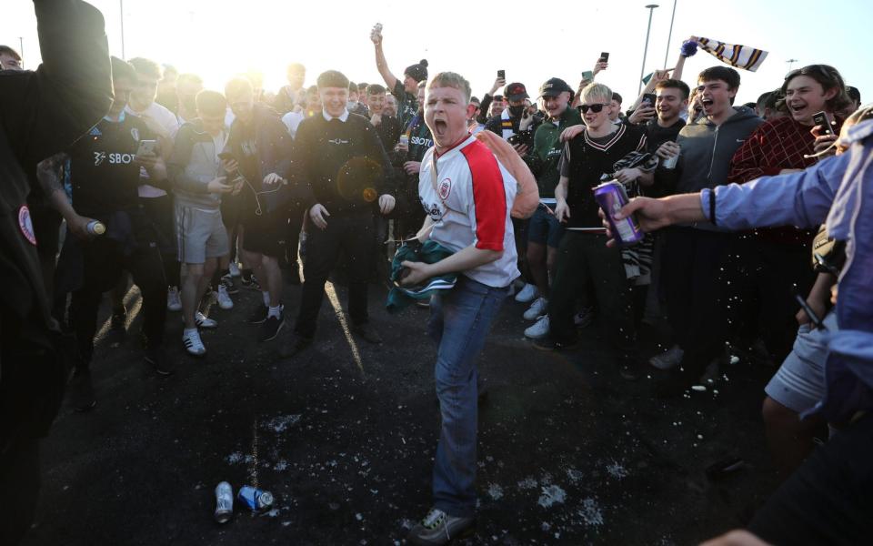 Fans protest outside Elland Road - PA Wire