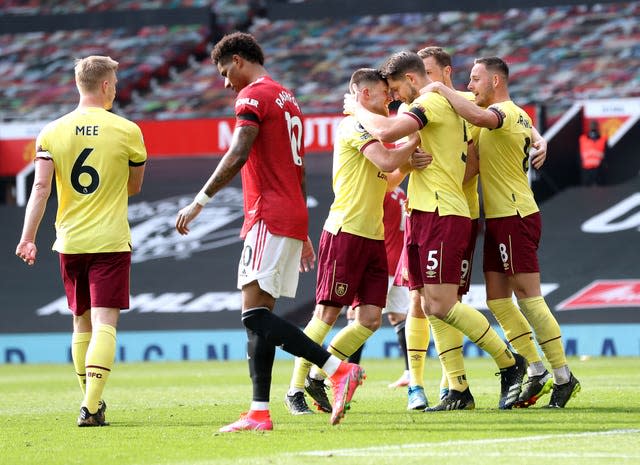 Burnley celebrate James Tarkowski's goal